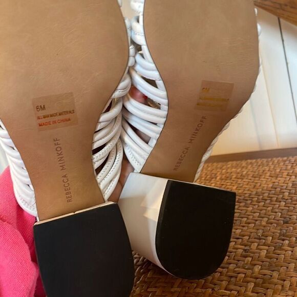 Rebecca Minkoff white knotted strap block heel sandals 6 - Picture 8 of 12